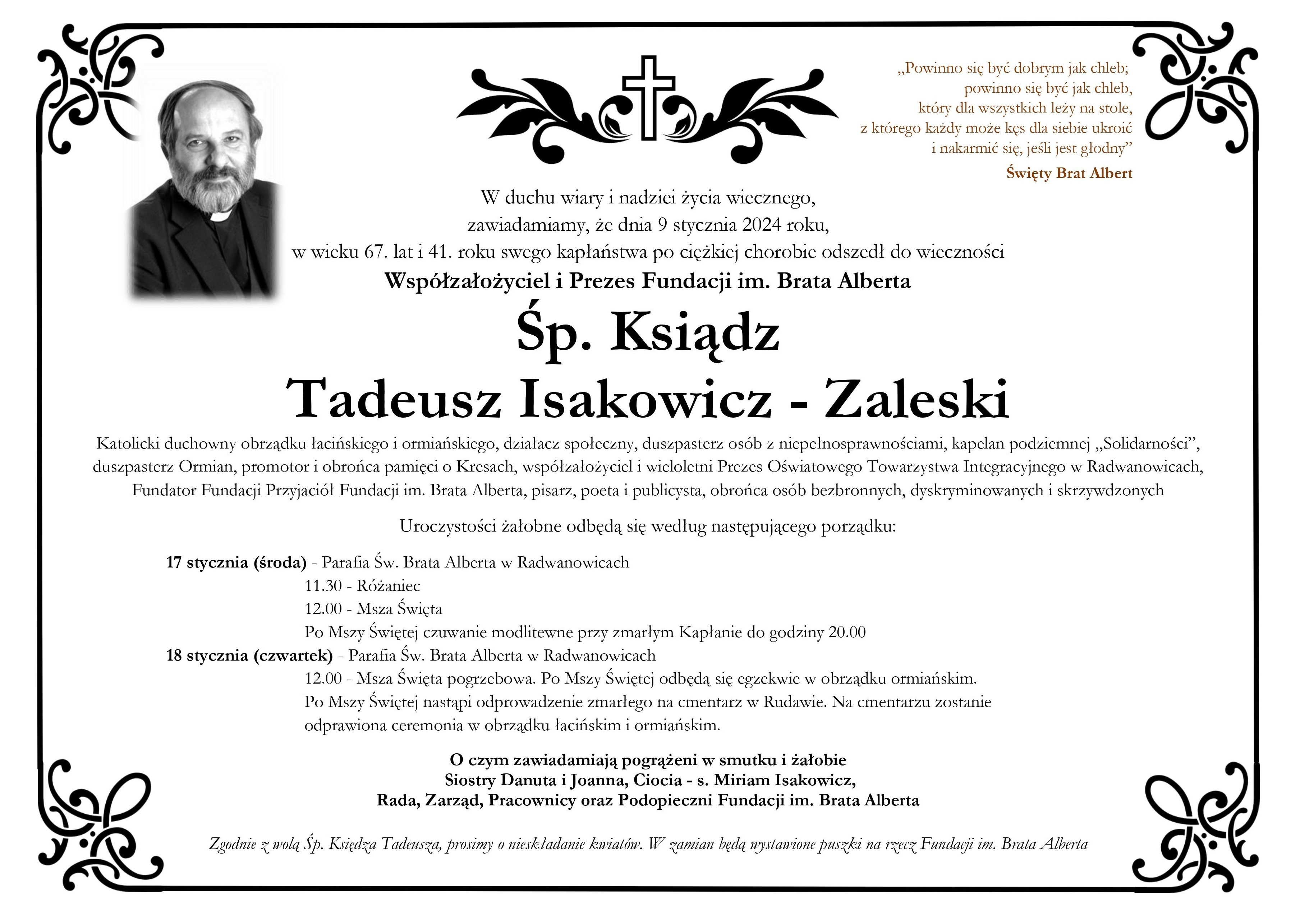 ŚP. Ksiądz Tadeusz Isakowicz - Zaleski